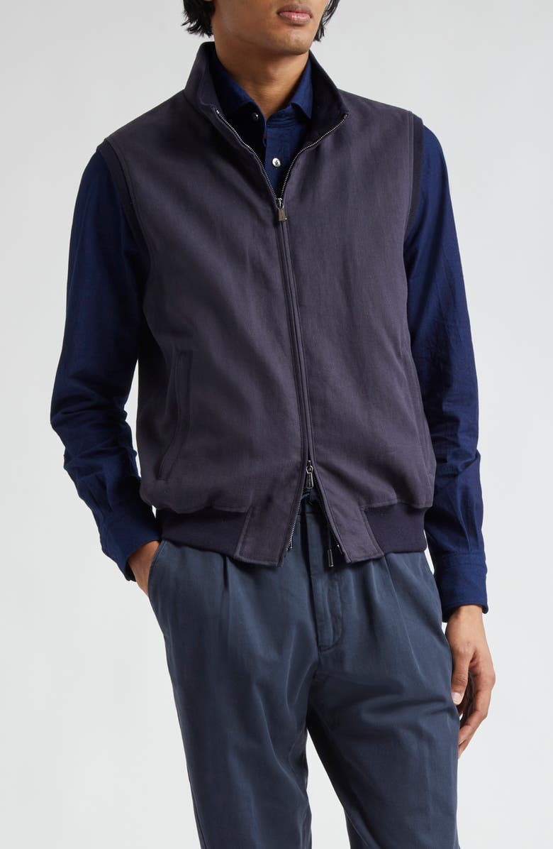 Thom Sweeney LINEN ZIP THROUGH VEST, Main, color, 