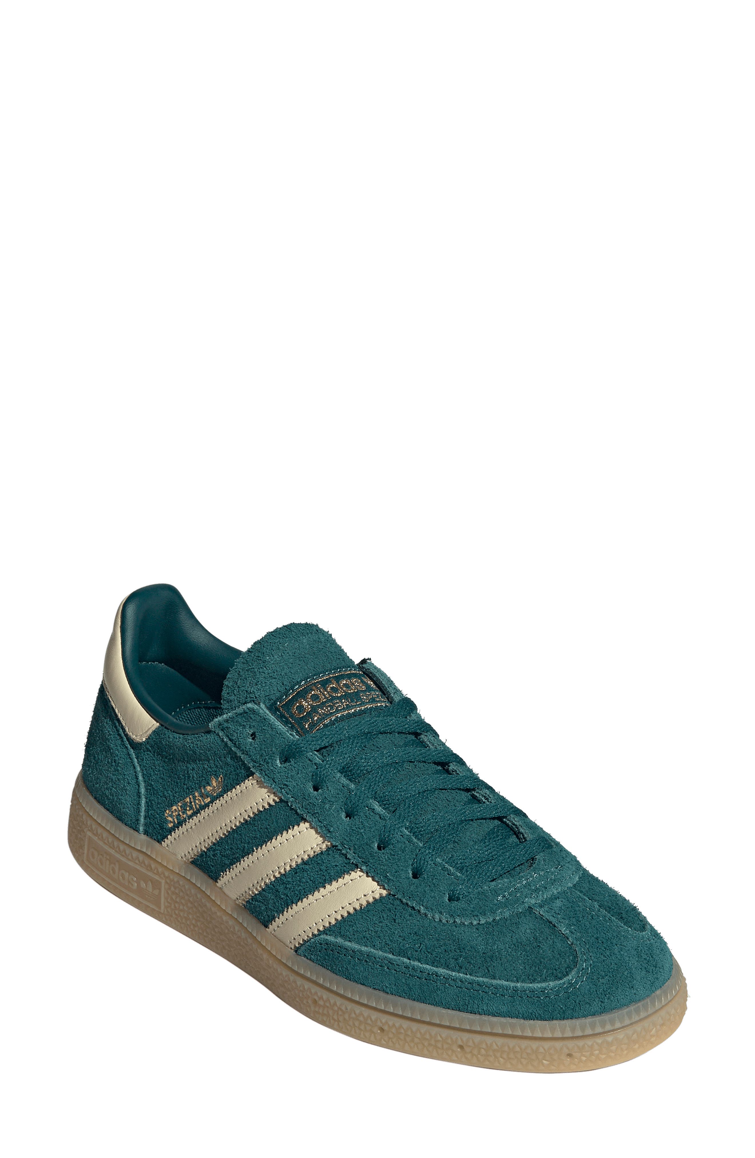 adidas Handball Spezial Sneaker, Main, color, Rich Green/ Vanilla/ Gold