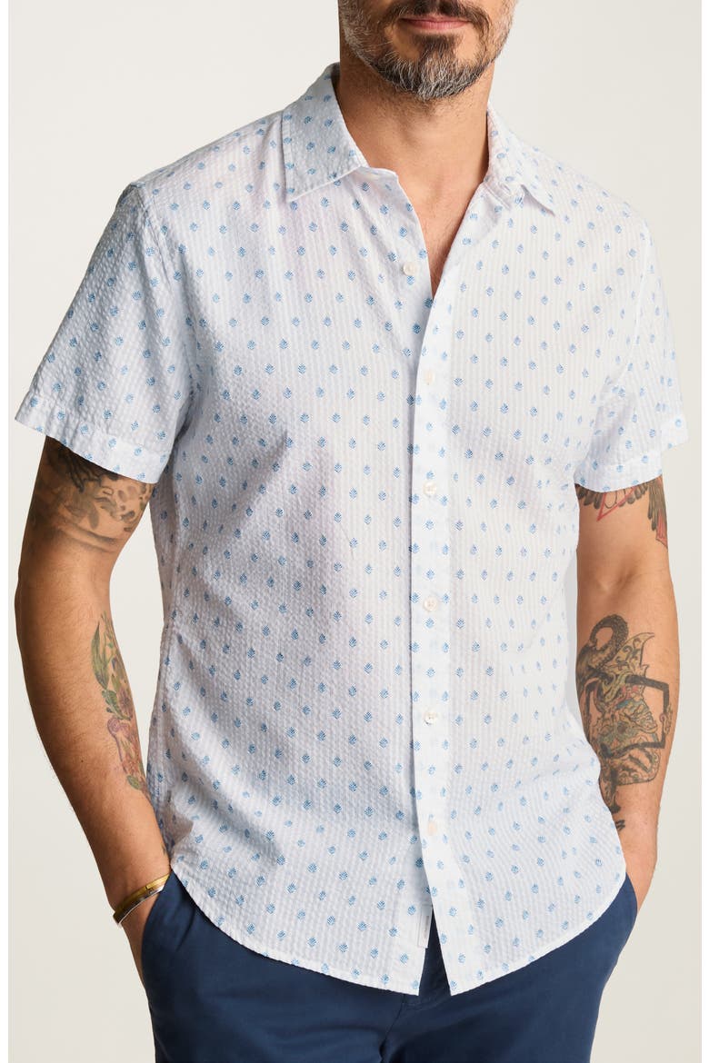 Riviera Slim Fit Leaf Print Seersucker Short Sleeve Button-Up Shirt, Main, color, LUNDI LEAVES V2 C24