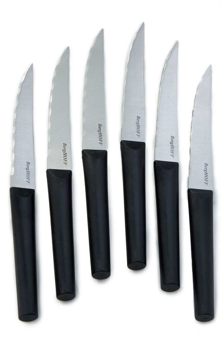BergHOFF DiNA Matrix Set of 6 Serrated Steak Knives, Main, color, Black