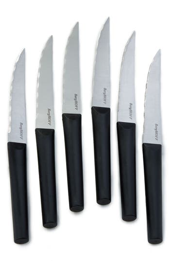 Berghoff Dina Matrix Set Of 6 Serrated Steak Knives In Black