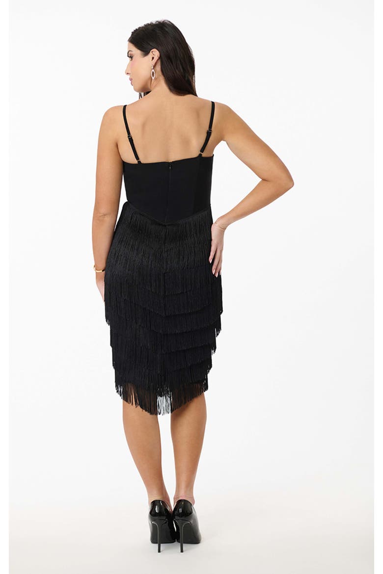 Chevron Fringe Pencil Dress, Alternate, color, Black