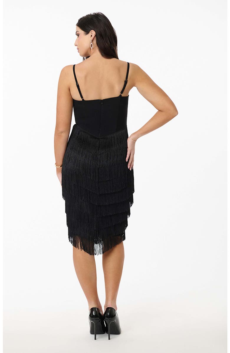 Unique Vintage Chevron Fringe Pencil Dress, Alternate, color, Black