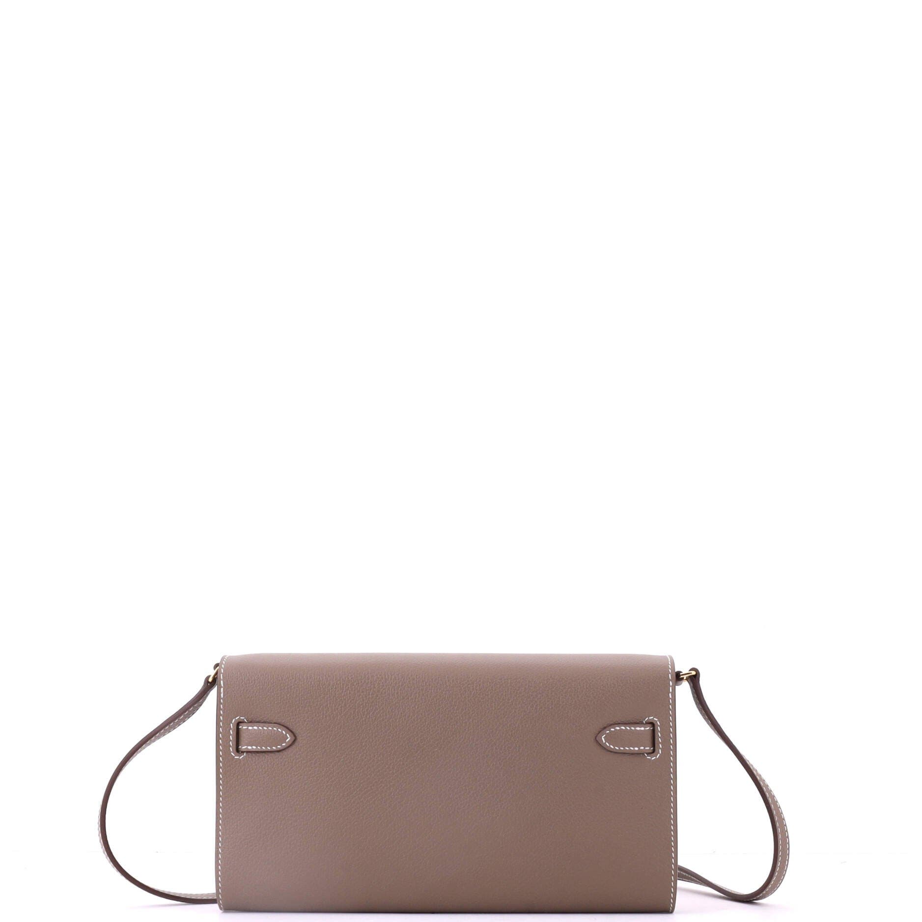 Pre-Owned Hermes Kelly To Go Wallet Evercolor, Alternate, color, Etoupe