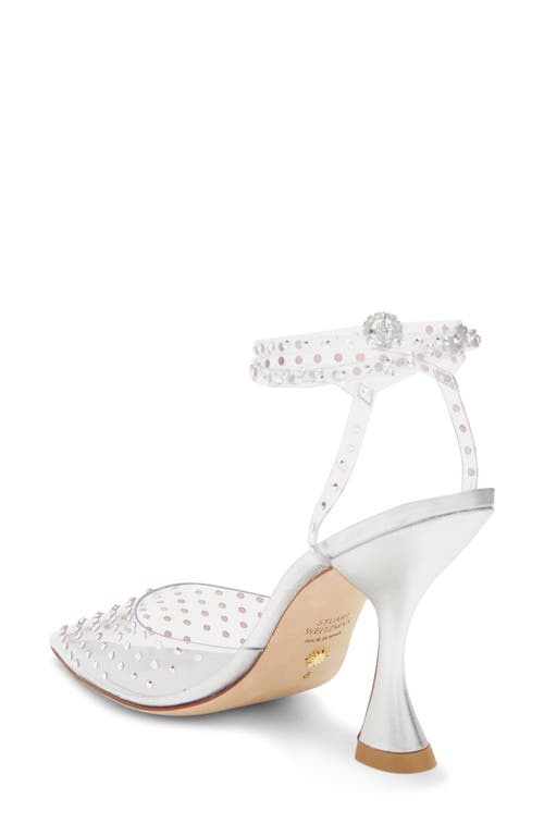 Stuart Weitzman , Glam Xcurve 100 Wrap Pump, Pumps, Silver, Pvc In Clear/silver/clear