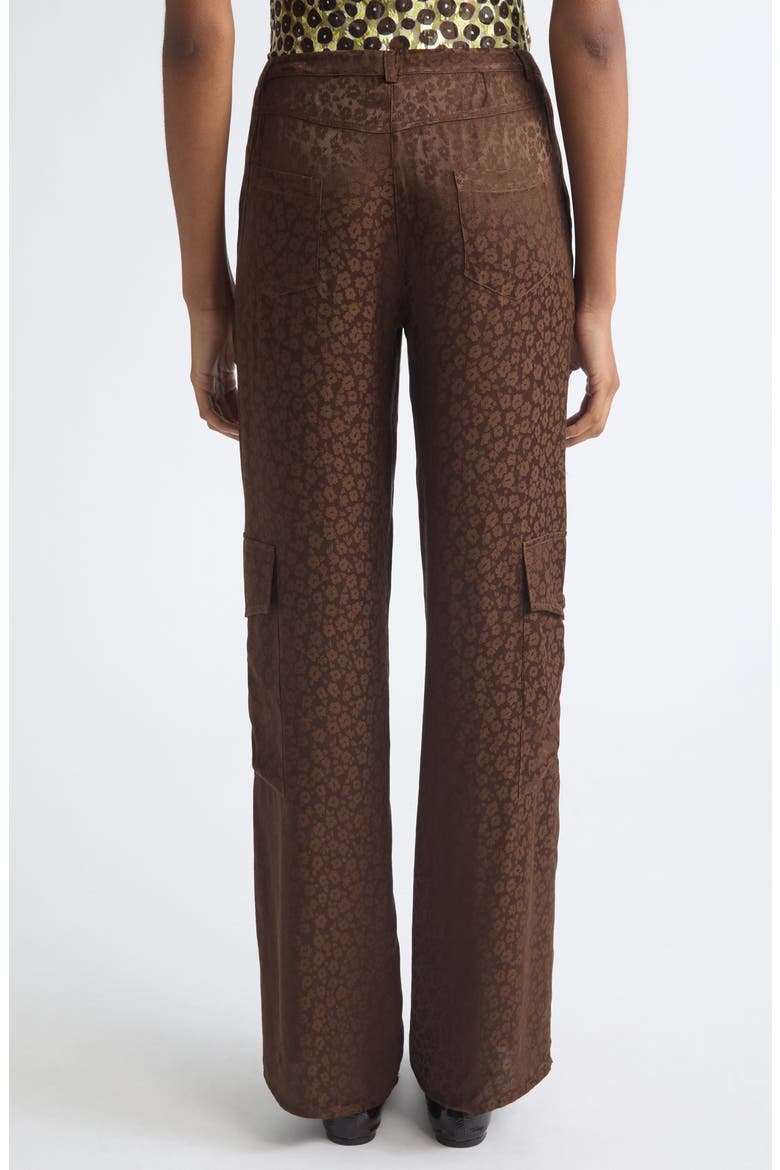 Kimmy Satin Jacquard Straight Leg Cargo Pants, Alternate, color, BROWN