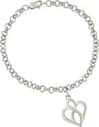 Haus of Brilliance Silver Open Heart with Center Vertical Infinity Chain Charm Bracelet -