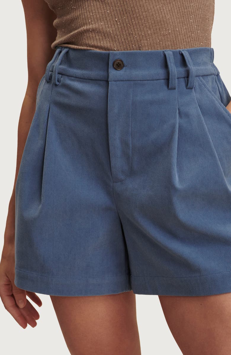 Varley Jorden Pleated Corduroy Shorts, Alternate, color, Bijou Blue