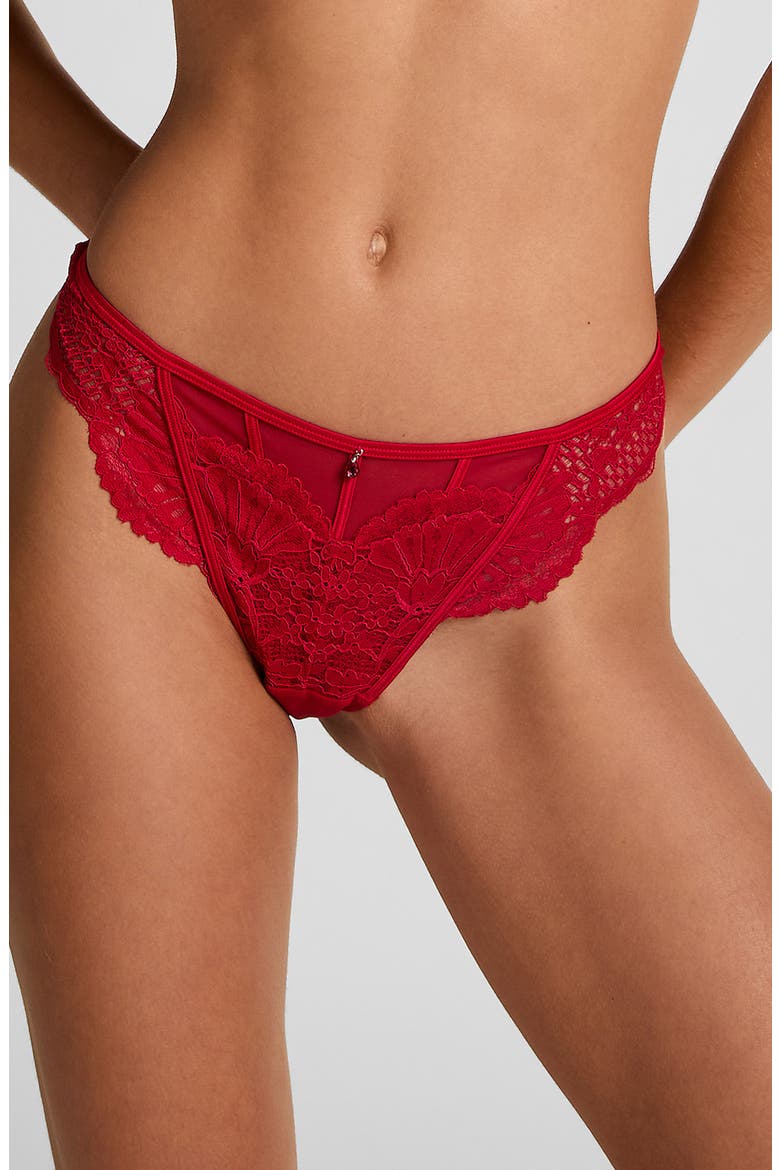 Whitney Scalloped Lace Thong, Main, color, CHILI PEPPER