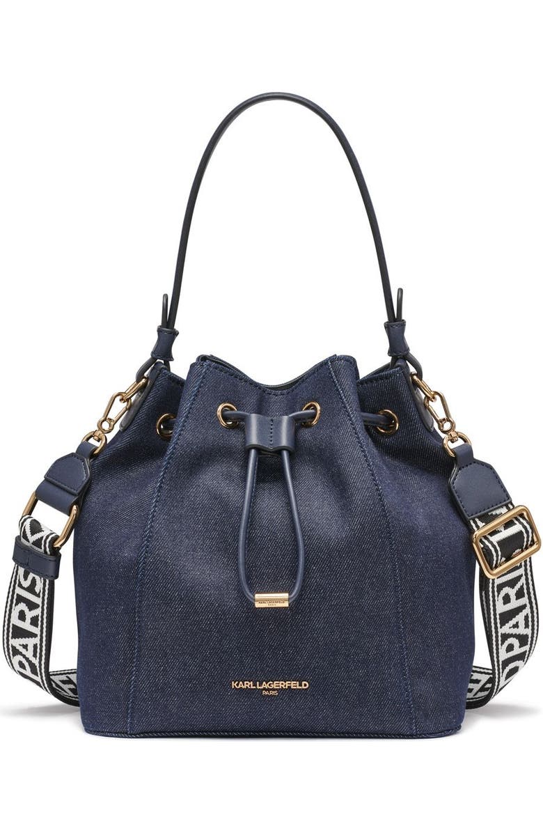 KARL LAGERFELD PARIS Adele Bucket, Main, color, Denim