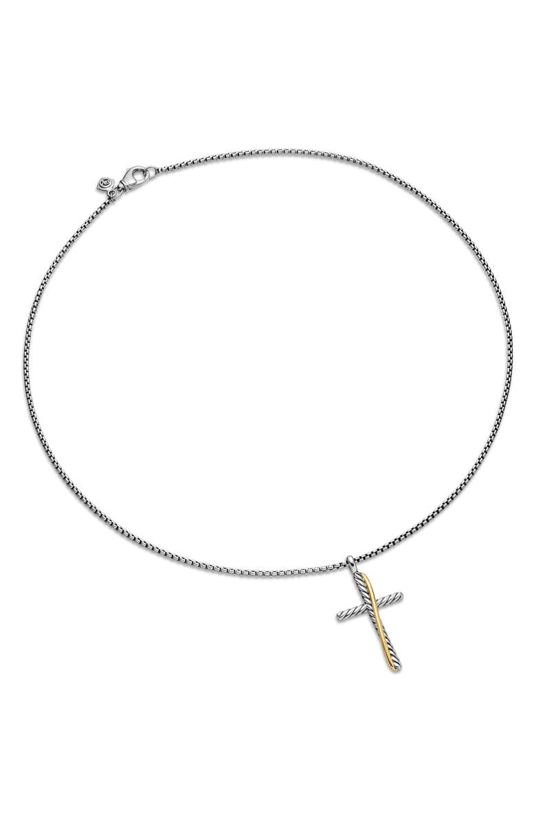 David Yurman Crossover Cross Necklace with 18K Yellow Gold, Alternate, color, Silver/ Gold
