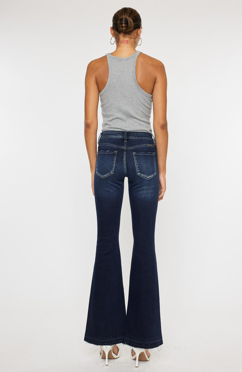 Kancan Lurice Mid Rise Flare Jeans In Blue