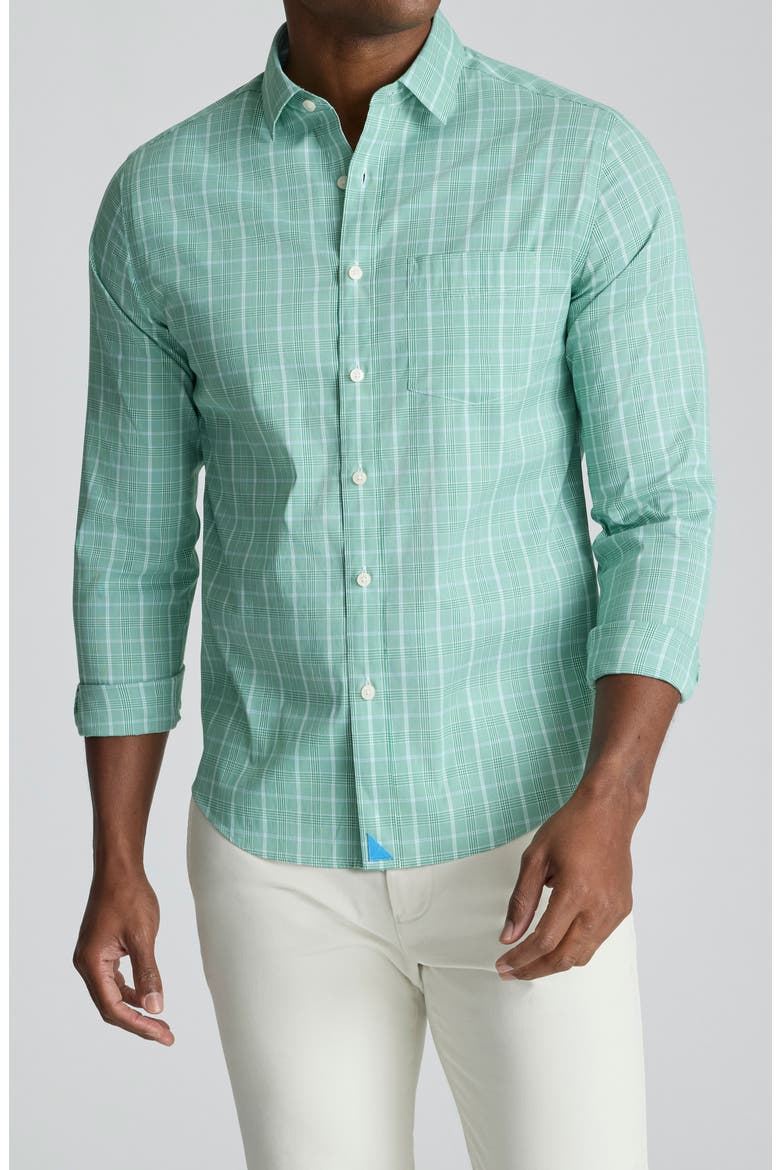 Claremont Plaid CottonTek™ Performance Button-Up Shirt, Main, color, GREEN