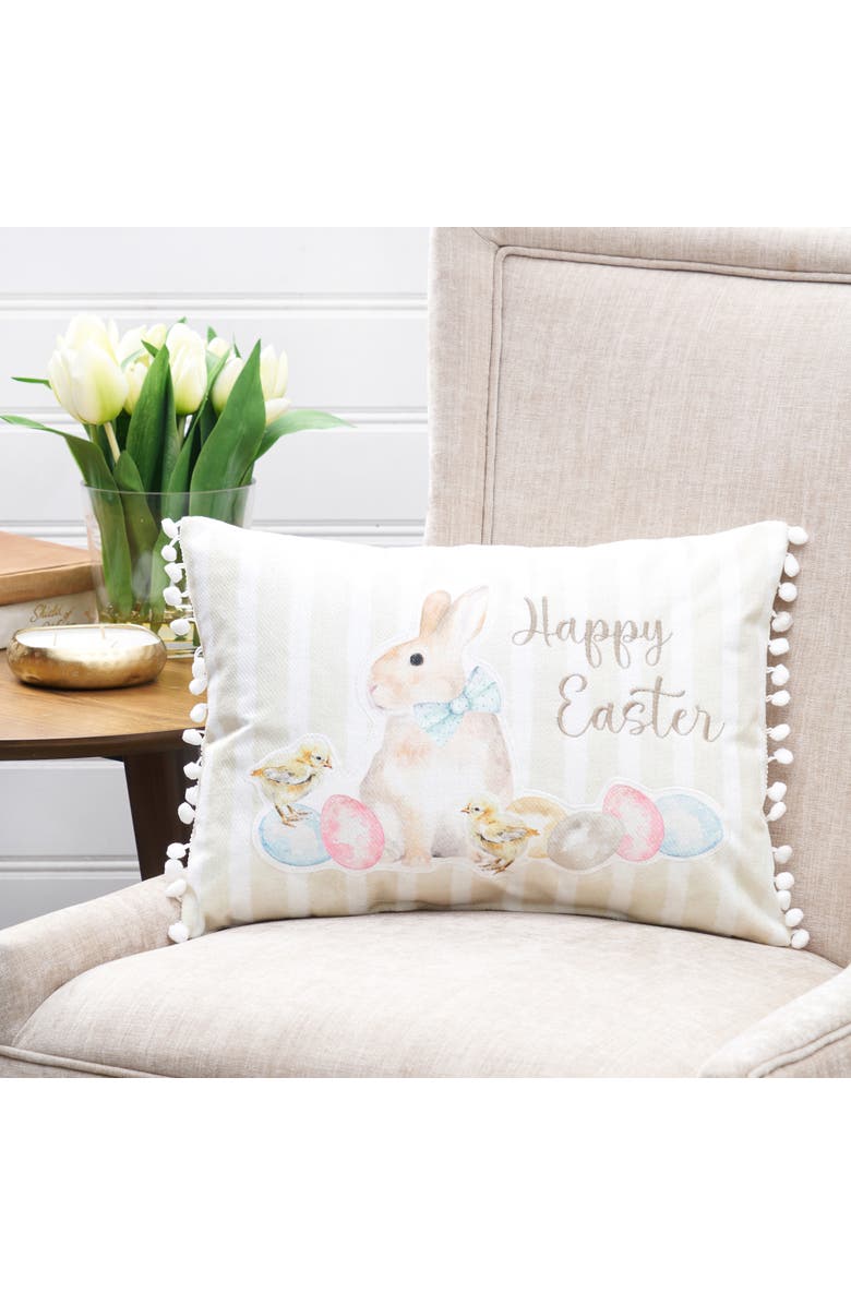 C&F Home "Happy Easter" Bunny Ducklings & Eggs Cotton Blend Mini Accent Pillow 13" x 18", Alternate, color, Yellow