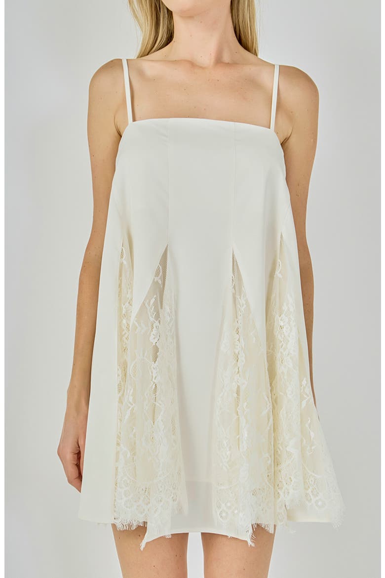 Lace Inset Minidress, Alternate, color, IVORY