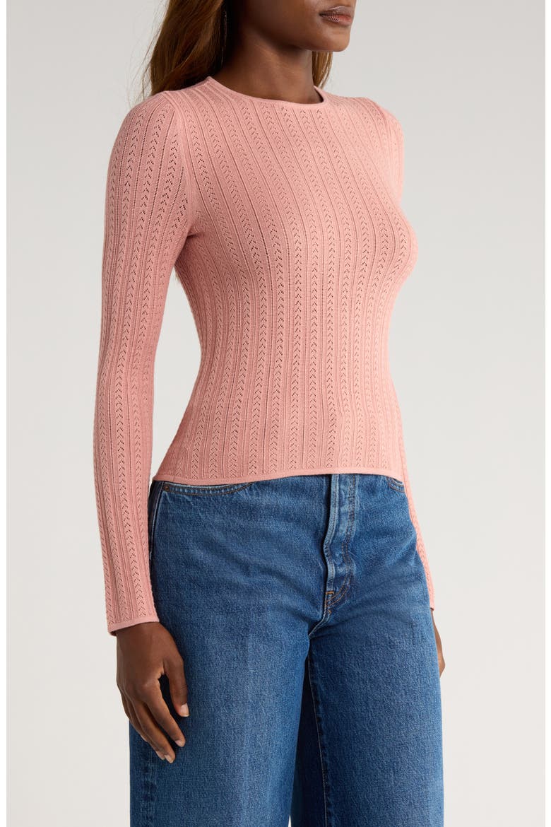 Alis Pointelle Knit Top, Alternate, color, PINK