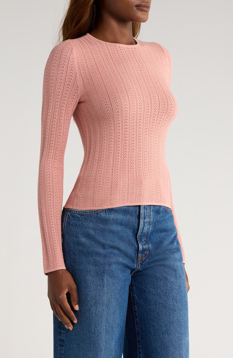 PAIGE Alis Pointelle Knit Top, Alternate, color, Pink