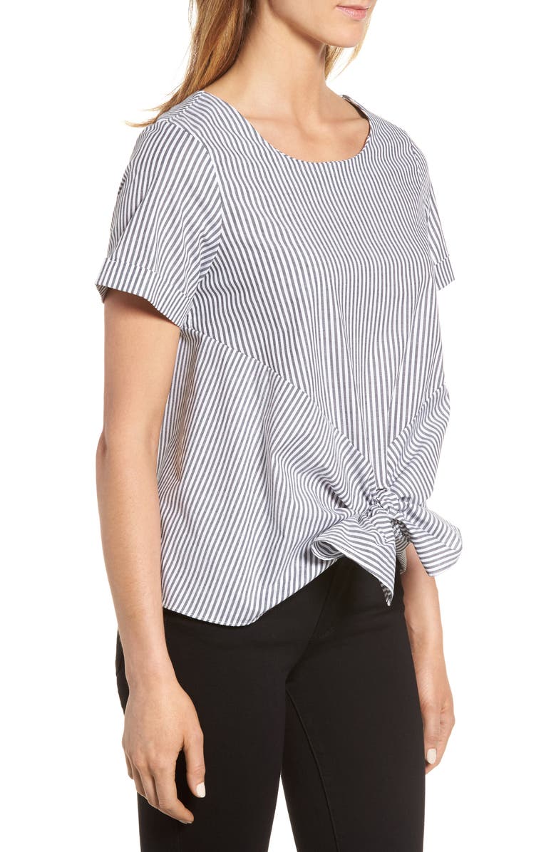 Bobeau Tie Front Poplin Top, Alternate, color,
