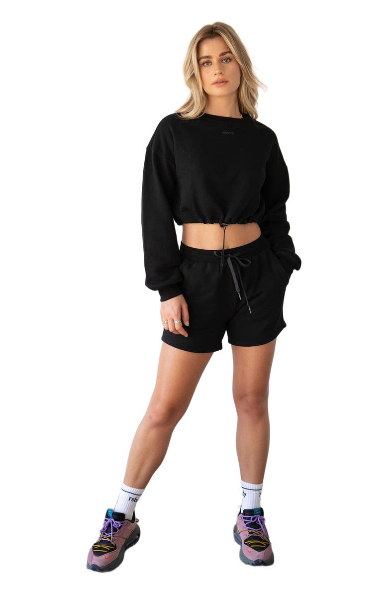 Rebody Active Rebody Puff Sleeve Crop Sweatshirt, Main, color, Metropolis Black/Slate
