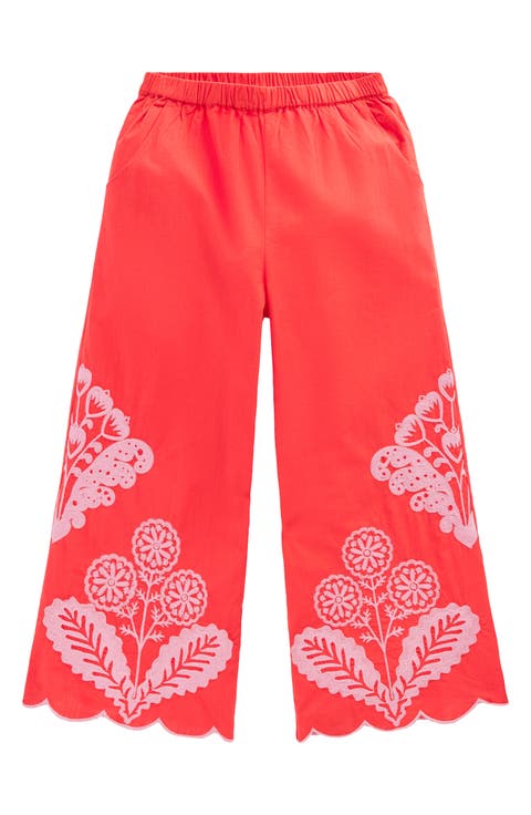 Kids' Embroidered Scallop Hem Wide Leg Pants (Toddler, Little Kid & Big Kid)