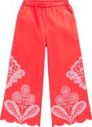 Mini Boden Kids' Embroidered Scallop Hem Wide Leg Pants