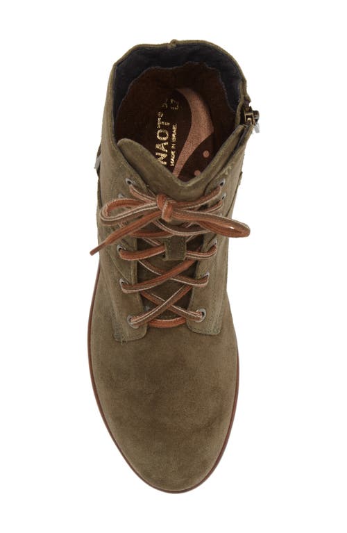 Naot Alize Zip Combat Boot In Oily Olive Suede
