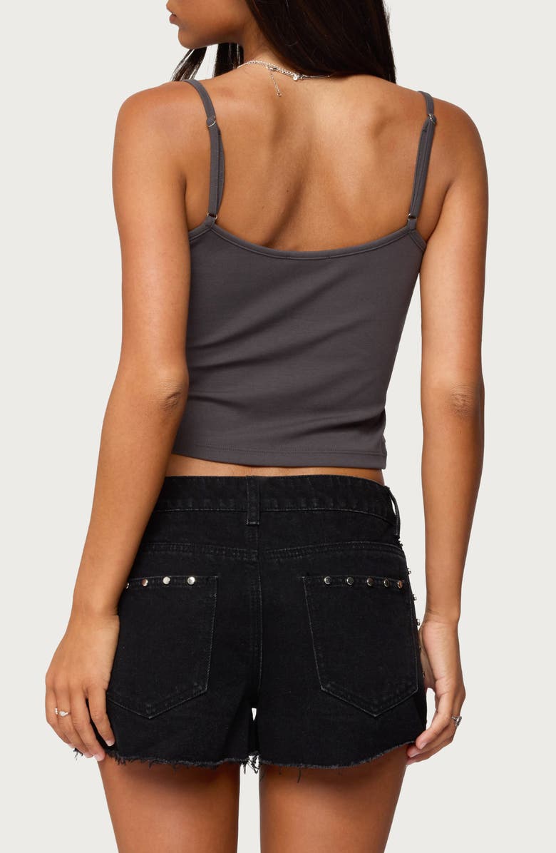 EDIKTED Wild Horses Graphic Crop Camisole, Alternate, color, Gray