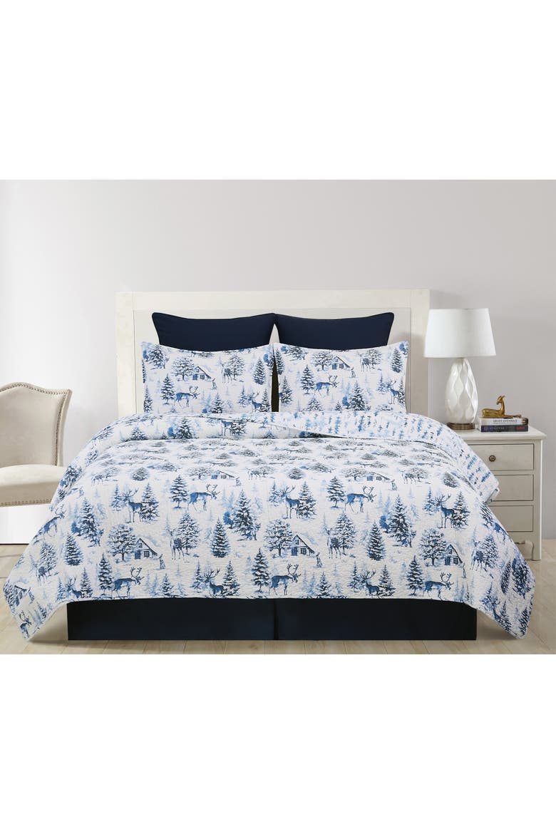 Frasier Cotton Quilt Set  - Reversible and Machine Washable, Alternate, color, Blue