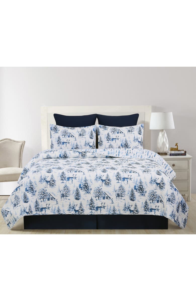 C&F Home Frasier Cotton Quilt Set  - Reversible and Machine Washable, Alternate, color, Blue