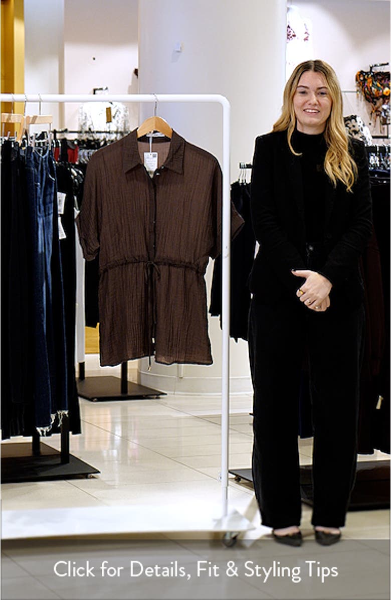 Short Sleeve Lyocell Blend Button-Up with Adjustable Drawstring Waist, sales video thumbnail