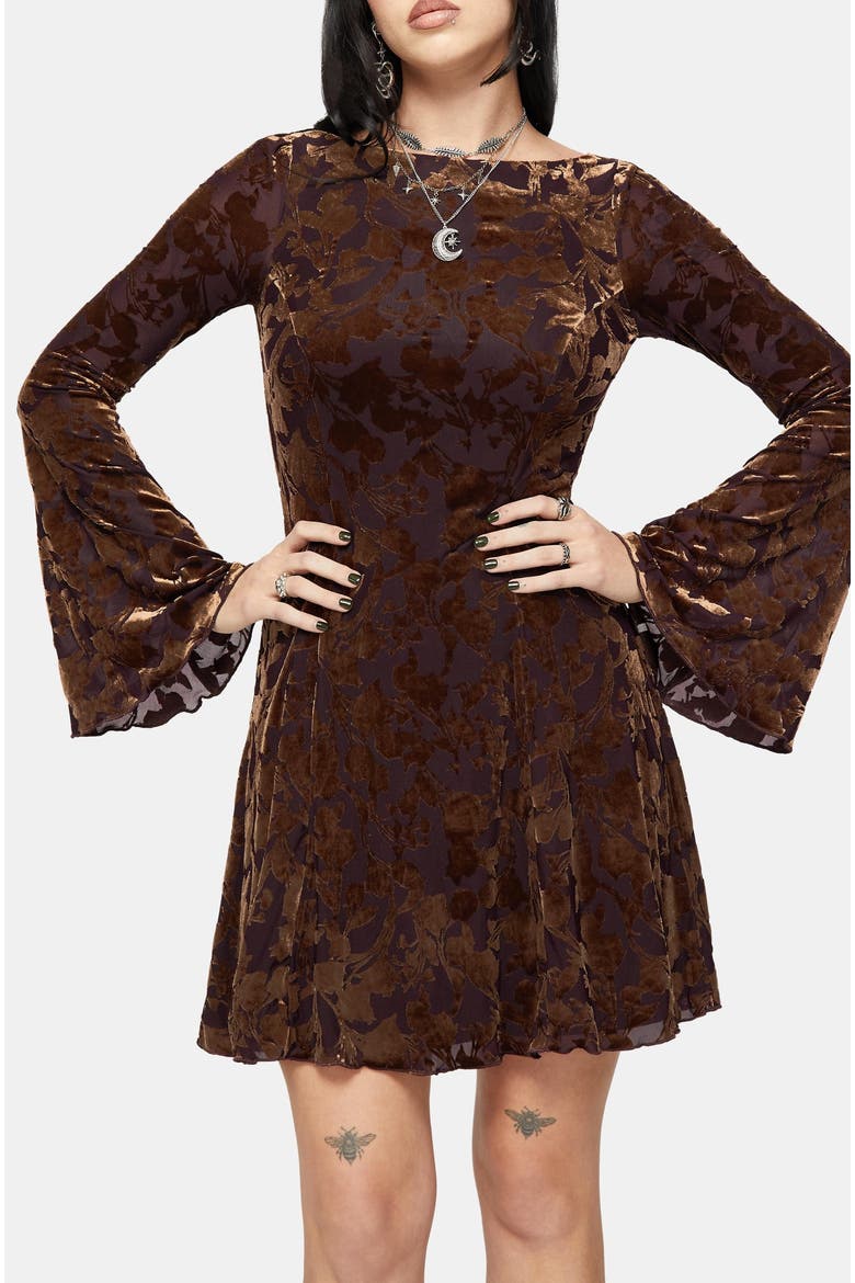 Sienna Devore Cowl Mini Dress, Alternate, color, Orange