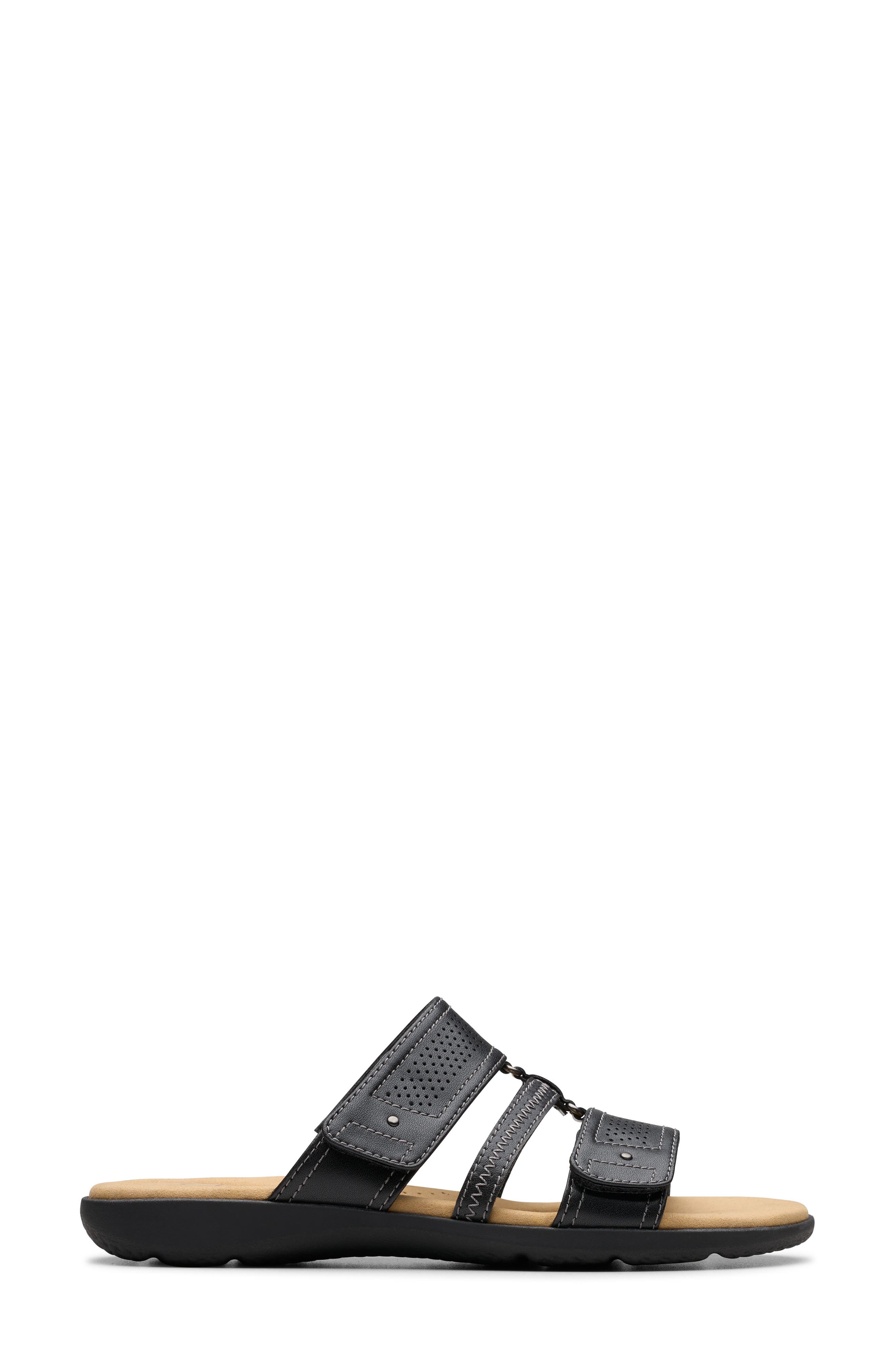 Clarks<sup>®</sup> Elizabella Ave Slide Sandal, Alternate, color, Black Leather