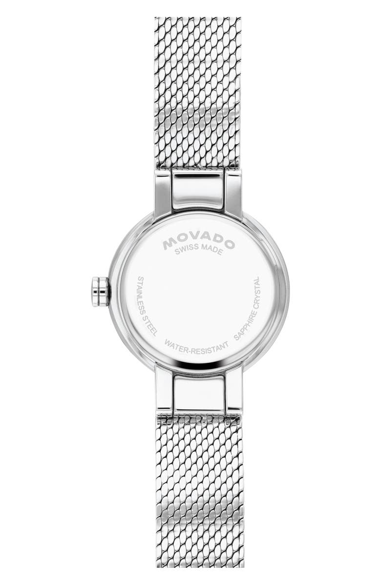 Movado Mini Museum Velura Mesh Strap Watch, 21mm, Alternate, color, Silver