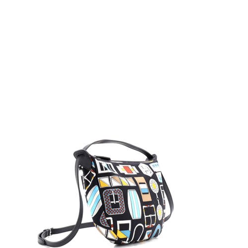 Pre-owned Hermes  Hermes Sursoie To Go Pouch Printed Silk And Leather In Black