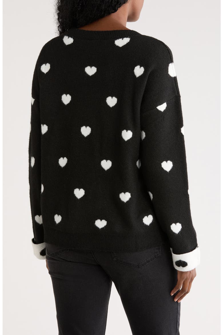 Scattered Heart Pullover Sweater, Alternate, color, BLACK/ IVORY