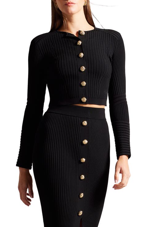 Janisaa Statement Button Rib Cardigan