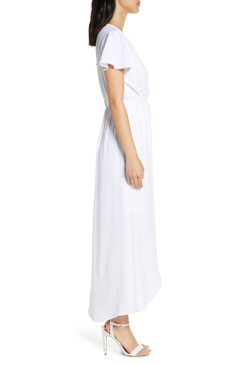 High/Low Faux Wrap Dress, Alternate, color, WHITE