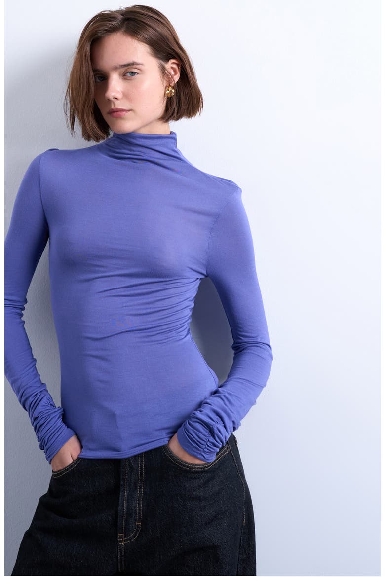 Funnel Neck Long Sleeve Top, Main, color, PURPLE