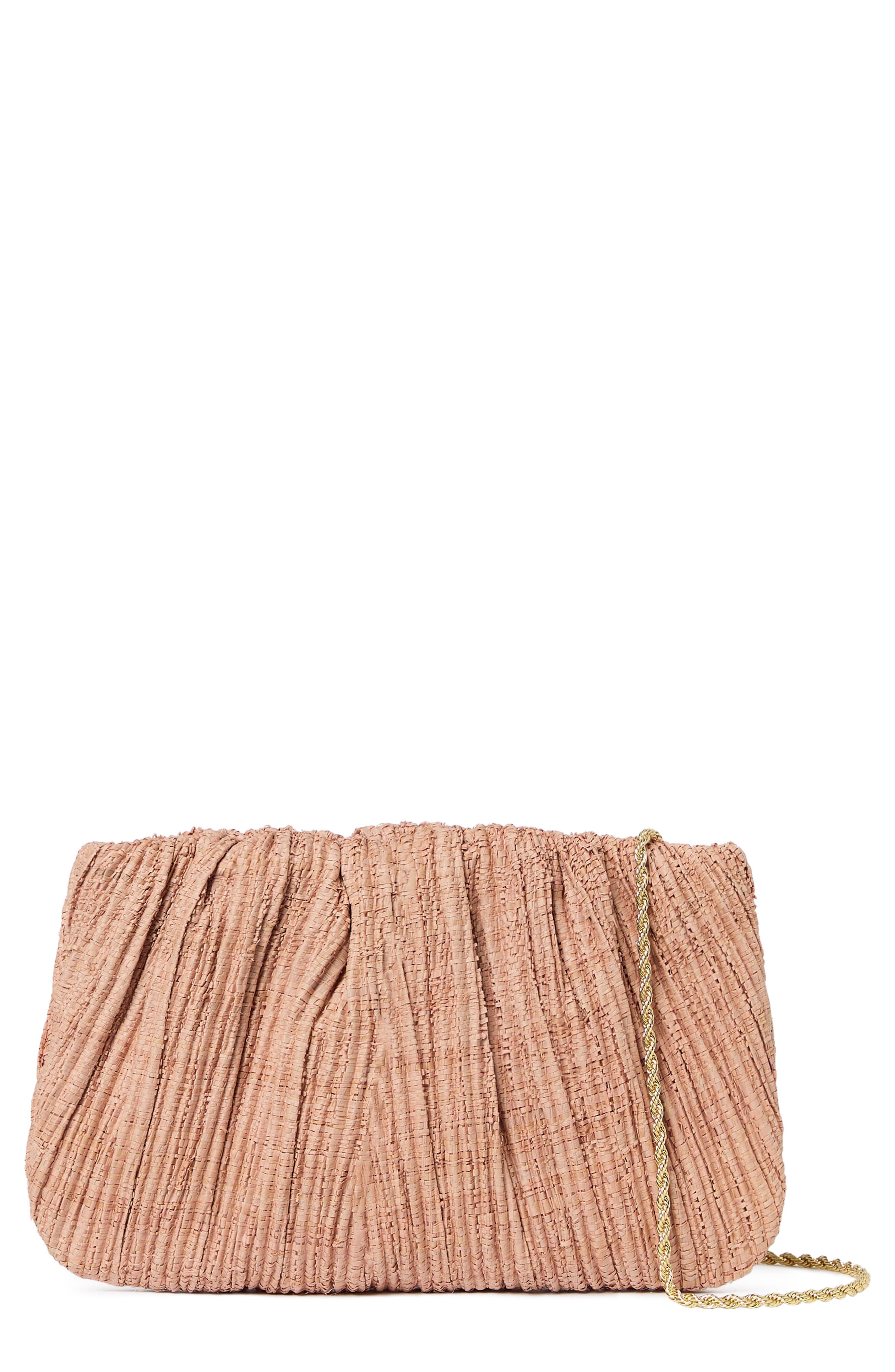 Loeffler Randall Brit Pleated Raffia Clutch