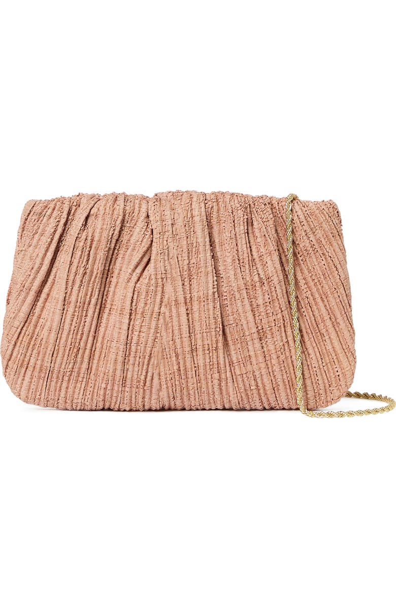 Loeffler Randall Brit Pleated Raffia Clutch, Main, color, Blush