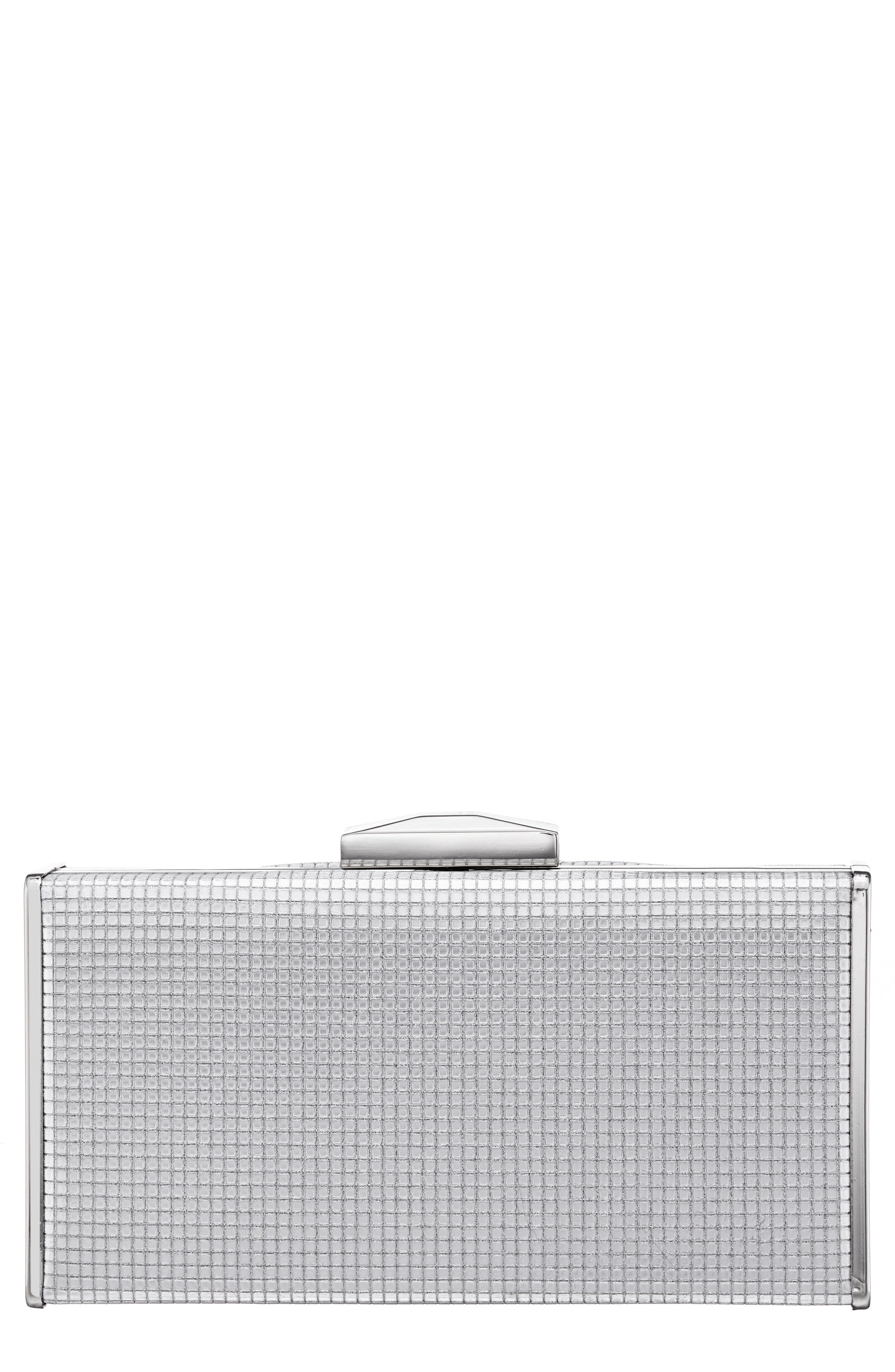 Nina Hillery Frame Clutch, Main, color, Silver