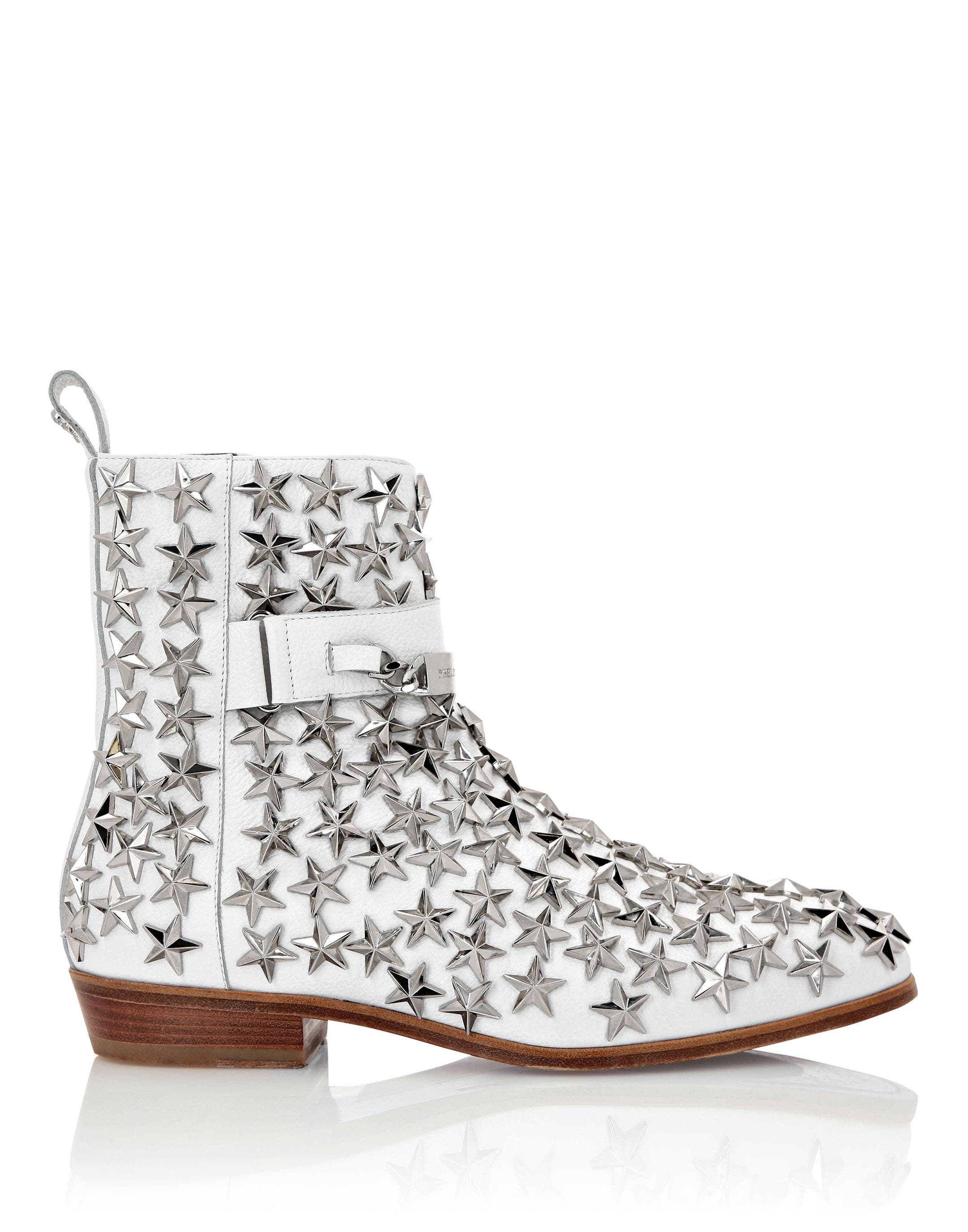 Boots Mid Flat Stars Unisex, Alternate, color, white
