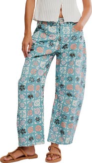 Free People Print Barrel Leg Jeans