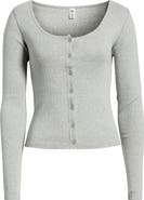 BP. Scoop Neck Pointelle Cardigan