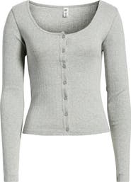 BP. Scoop Neck Pointelle Cardigan