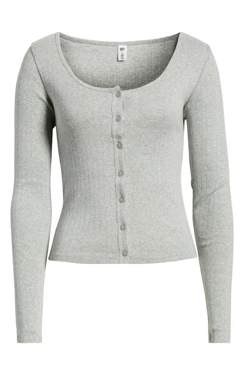 Bp. Scoop Neck Pointelle Cardigan In Gray