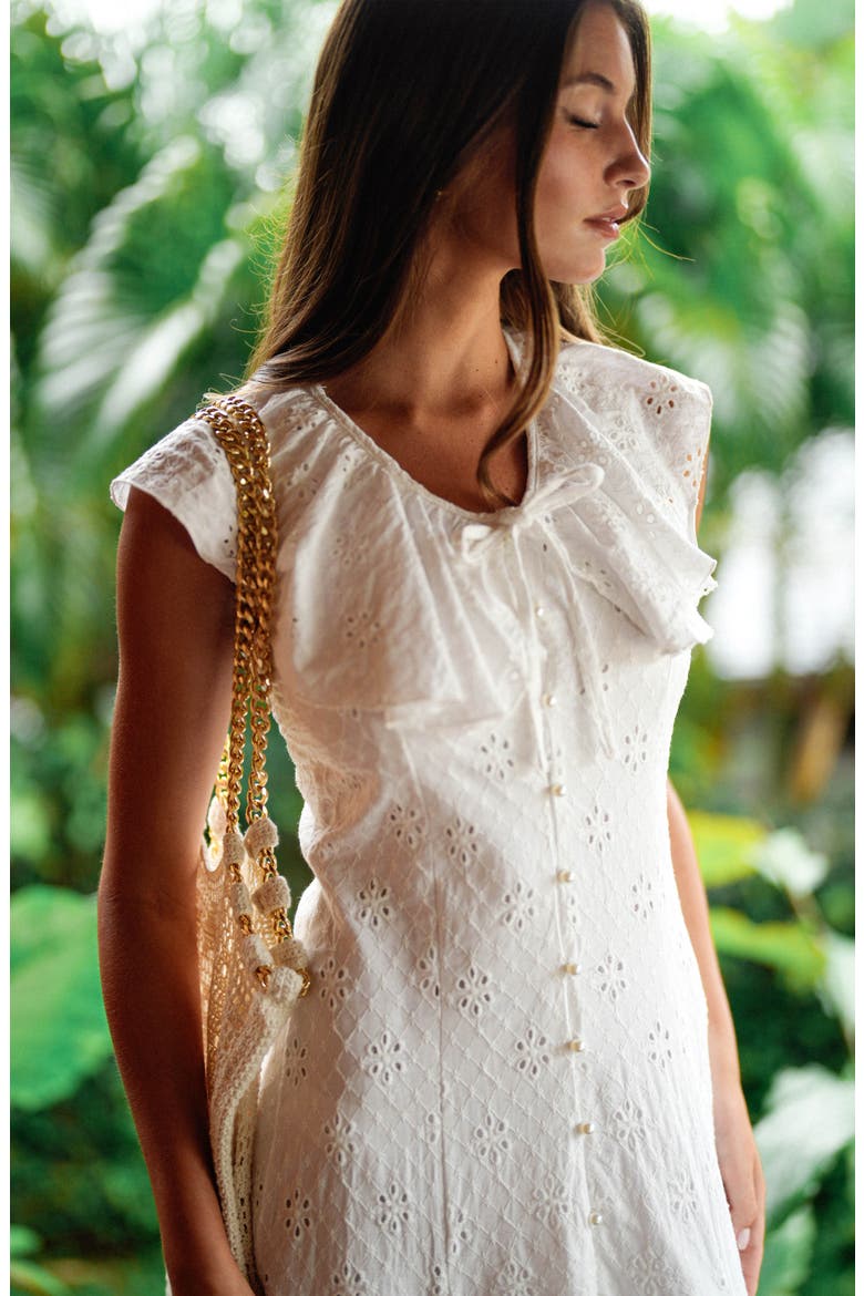 The Padar Embroidery Midi Dress, Alternate, color, White