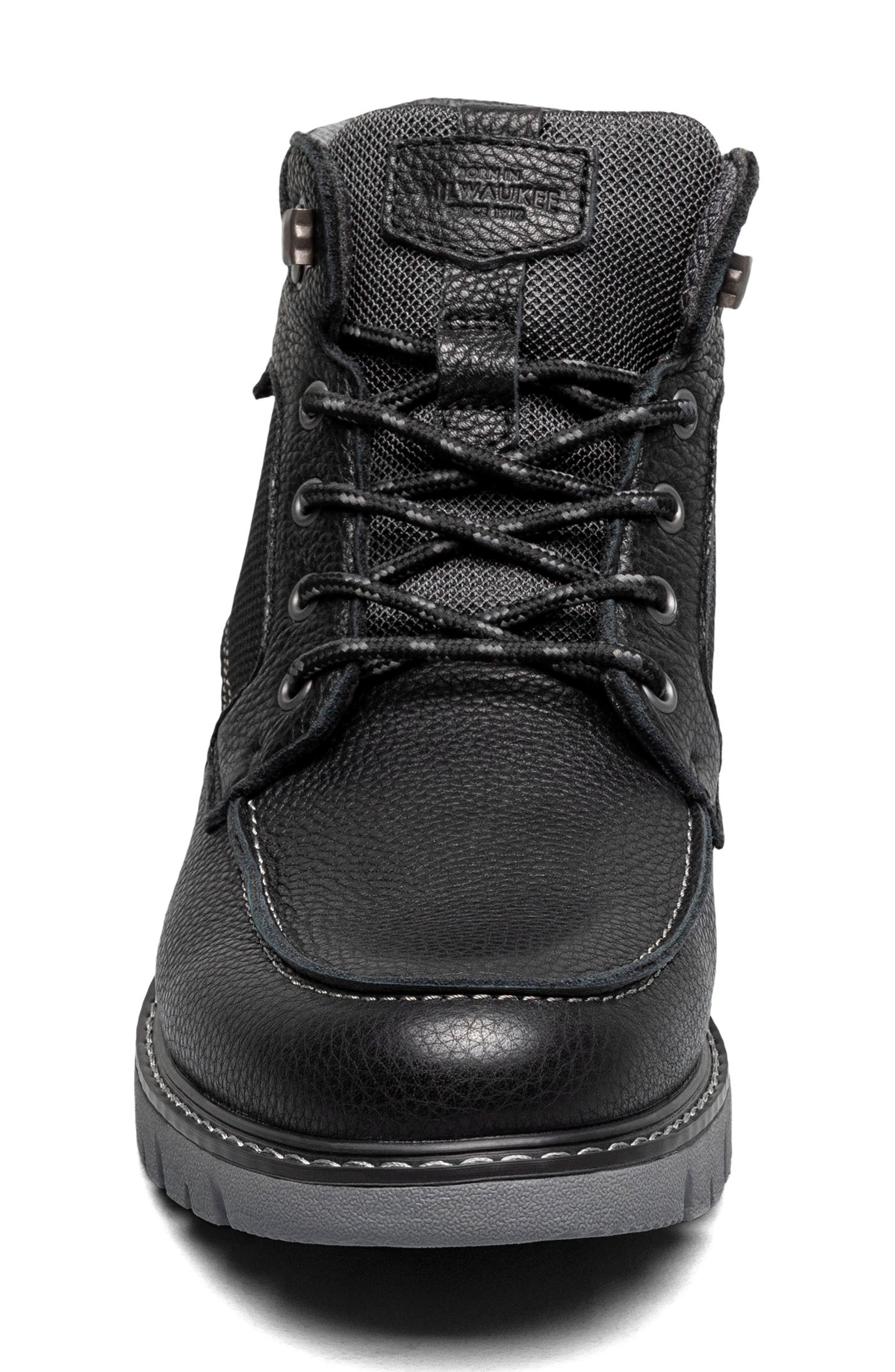 NUNN BUSH Karnak Water Resistant Moc Toe Boot, Alternate, color, Black Tumbled