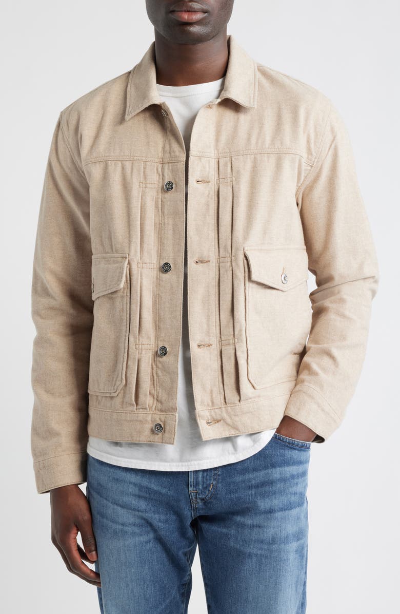 AG Sid Twill Trucker Jacket, Main, color, Melange Camel