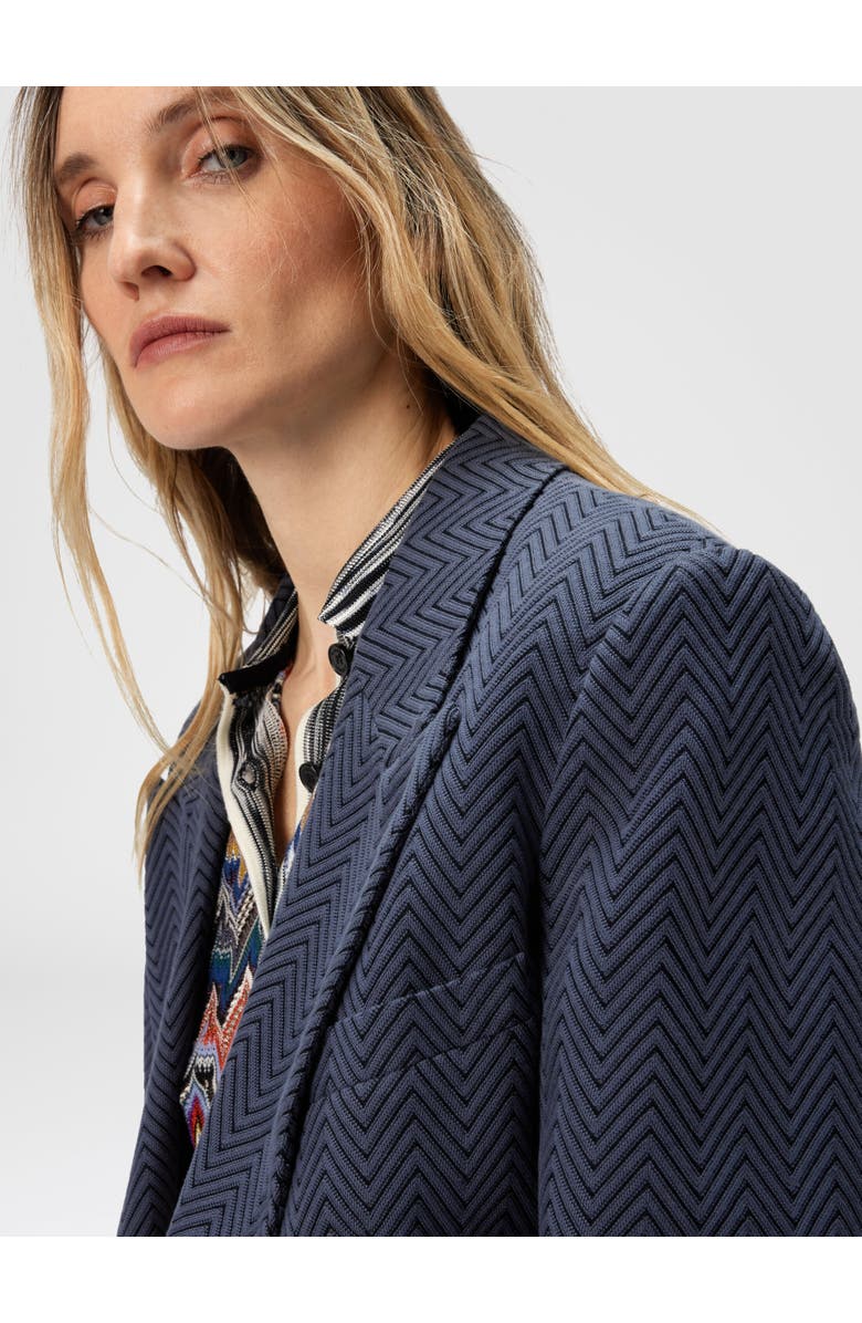 Missoni Single-breasted Blazer With Zigzag Pattern, Alternate, color, Blue